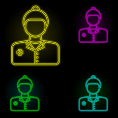 doctor, woman neon color set icon. Simple thin line, outline vector of anti age icons for ui and ux, website or mobile application