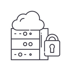 Cloud archive icon, linear isolated illustration, thin line vector, web design sign, outline concept symbol with editable stroke on white background.