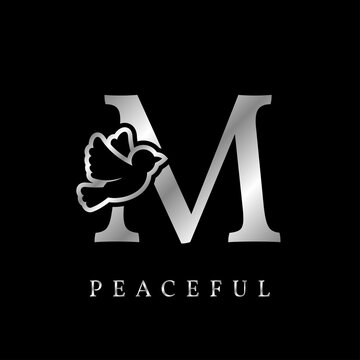 Letter M Bird Royal Decoration Luxury Silver Color