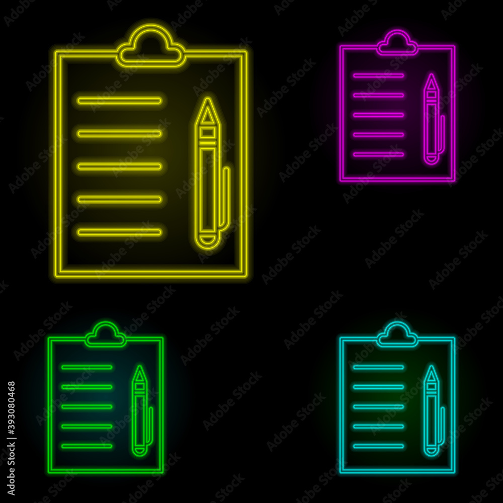 Poster medical report pen neon color set icon. simple thin line, outline vector of anti age icons for ui an