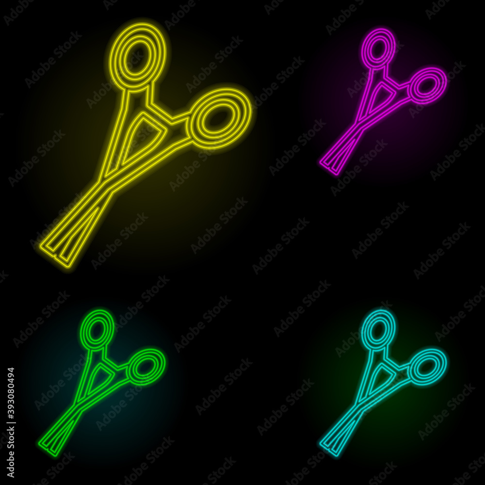 Poster scissors, medical neon color set icon. simple thin line, outline vector of anti age icons for ui and