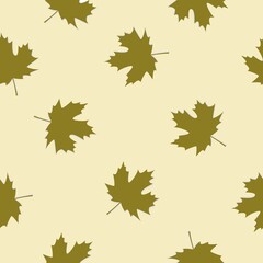 Seamless colorful background made of green maple leaves in flat design