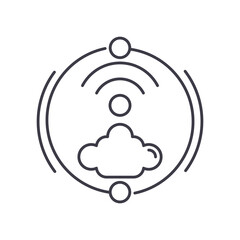 Cloud connection icon, linear isolated illustration, thin line vector, web design sign, outline concept symbol with editable stroke on white background.