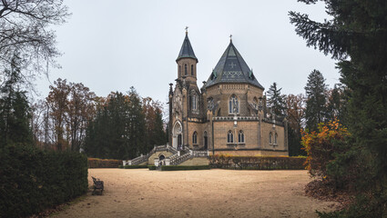Fototapeta na wymiar Trebon, Czech republic - 11 15 2020: The Schwarzenberg Tomb, tomb of the Schwarzenberg family