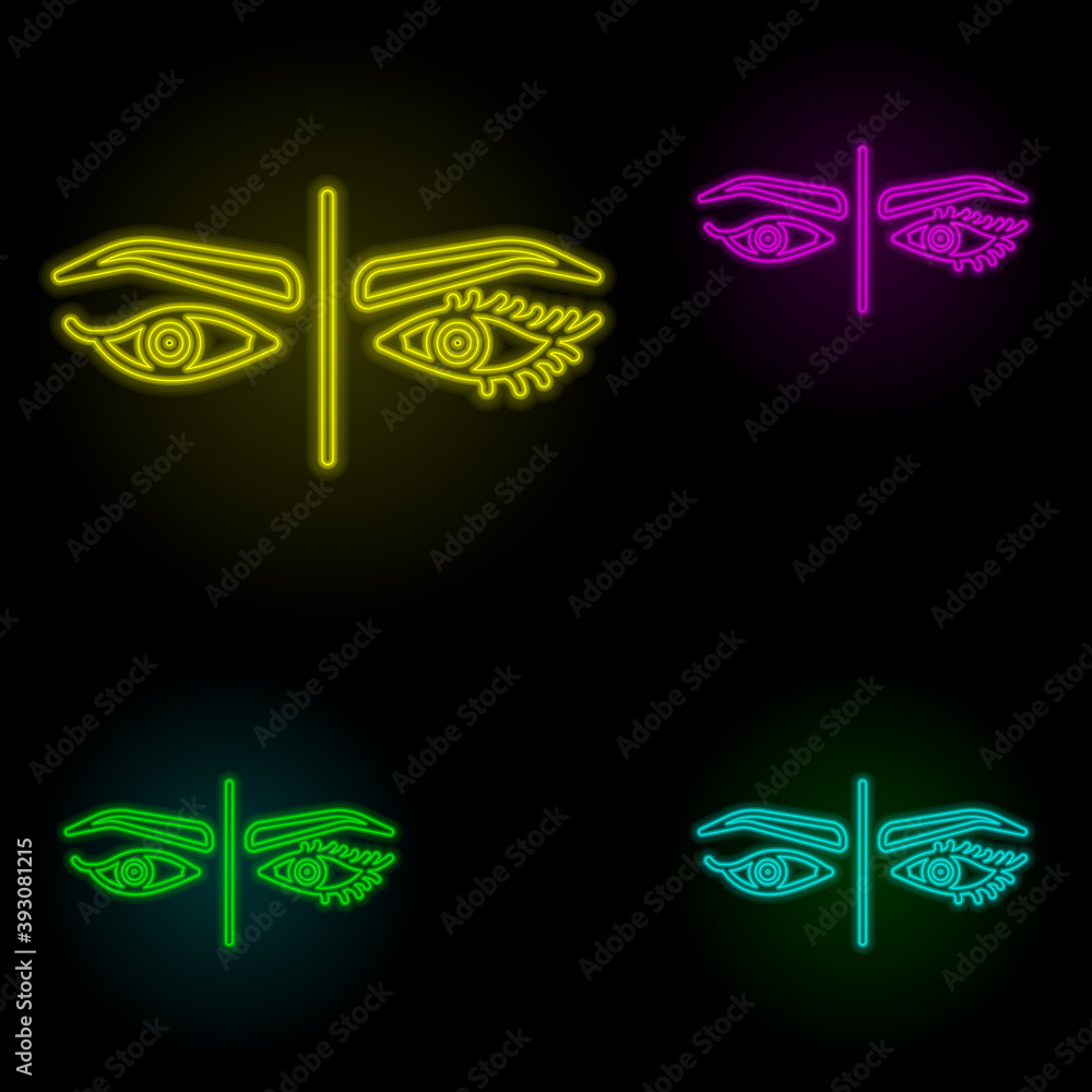 Poster eye, eyelash lamination neon color set icon. simple thin line, outline vector of anti age icons for 