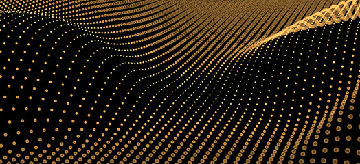 Abstract geometric background with particlas waves and blurs