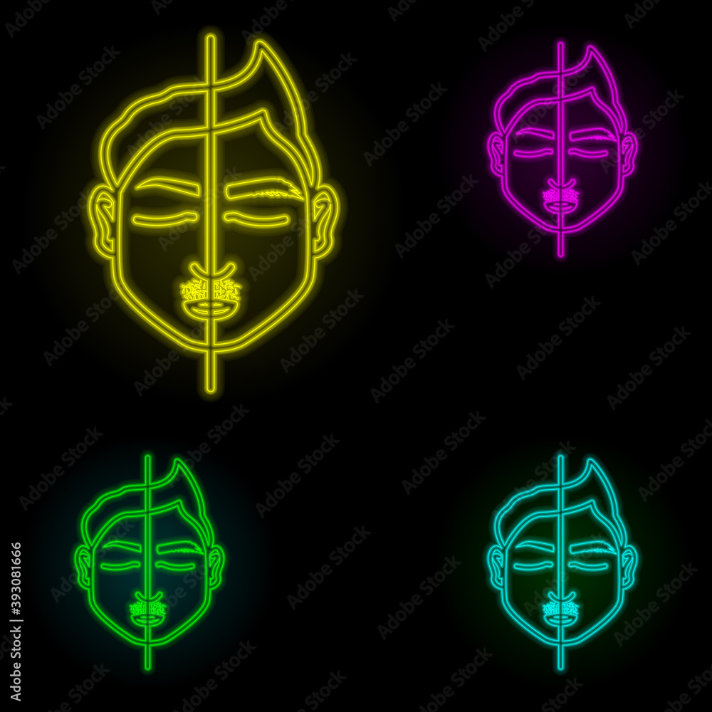 Poster man eyebrow cutting neon color set icon. simple thin line, outline vector of anti age icons for ui a