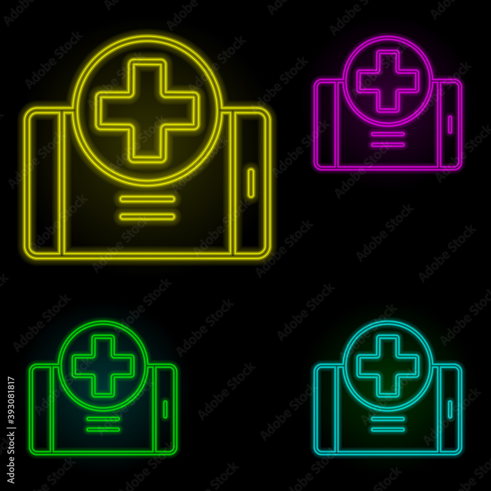 Poster medicine, augmented reality neon color set icon. simple thin line, outline vector of augmented reali
