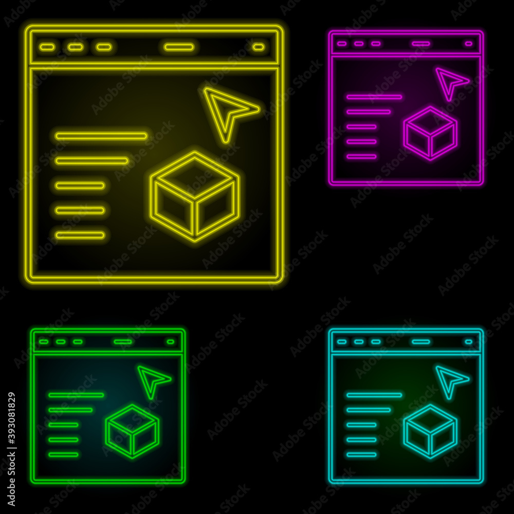 Aufkleber 3d modeling, augmented reality, website neon color set icon. simple thin line, outline vector of aug