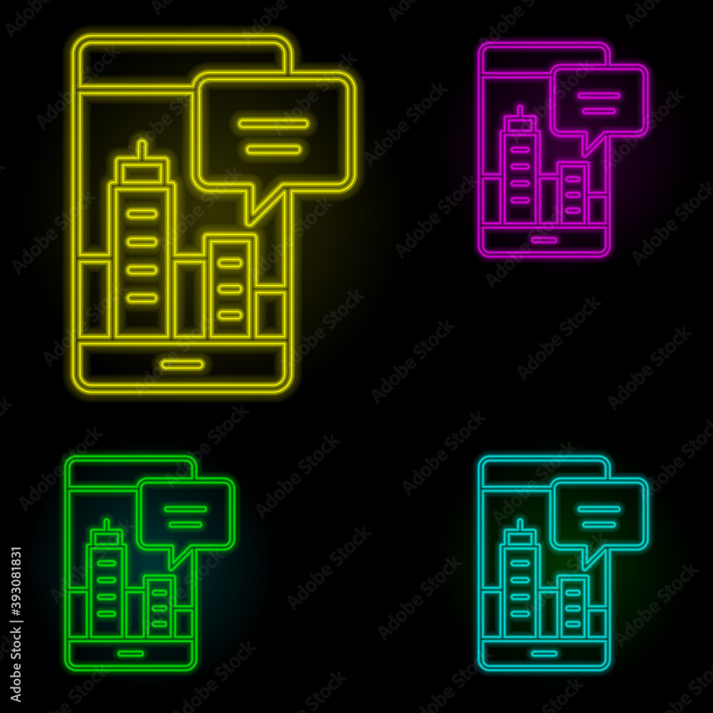 Aufkleber augmented reality, city, chat bobble neon color set icon. simple thin line, outline vector of augmen