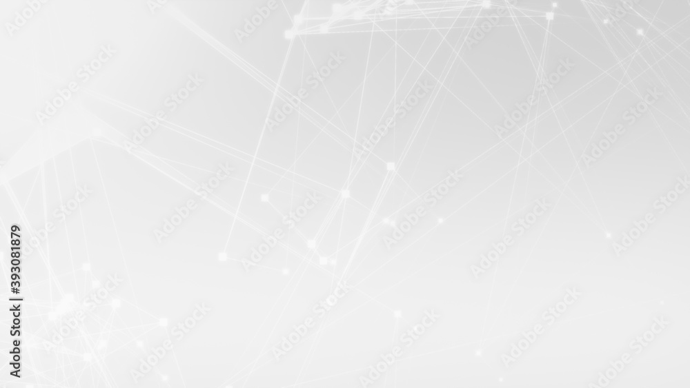 Poster Abstract white gray polygon tech network with connect technology background. Abstract dots and lines texture background. 3d rendering.