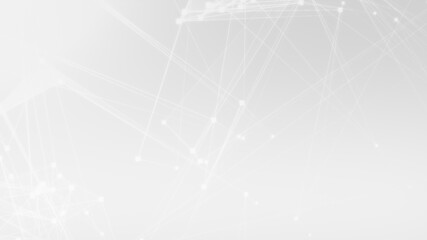 Abstract white gray polygon tech network with connect technology background. Abstract dots and lines texture background. 3d rendering.