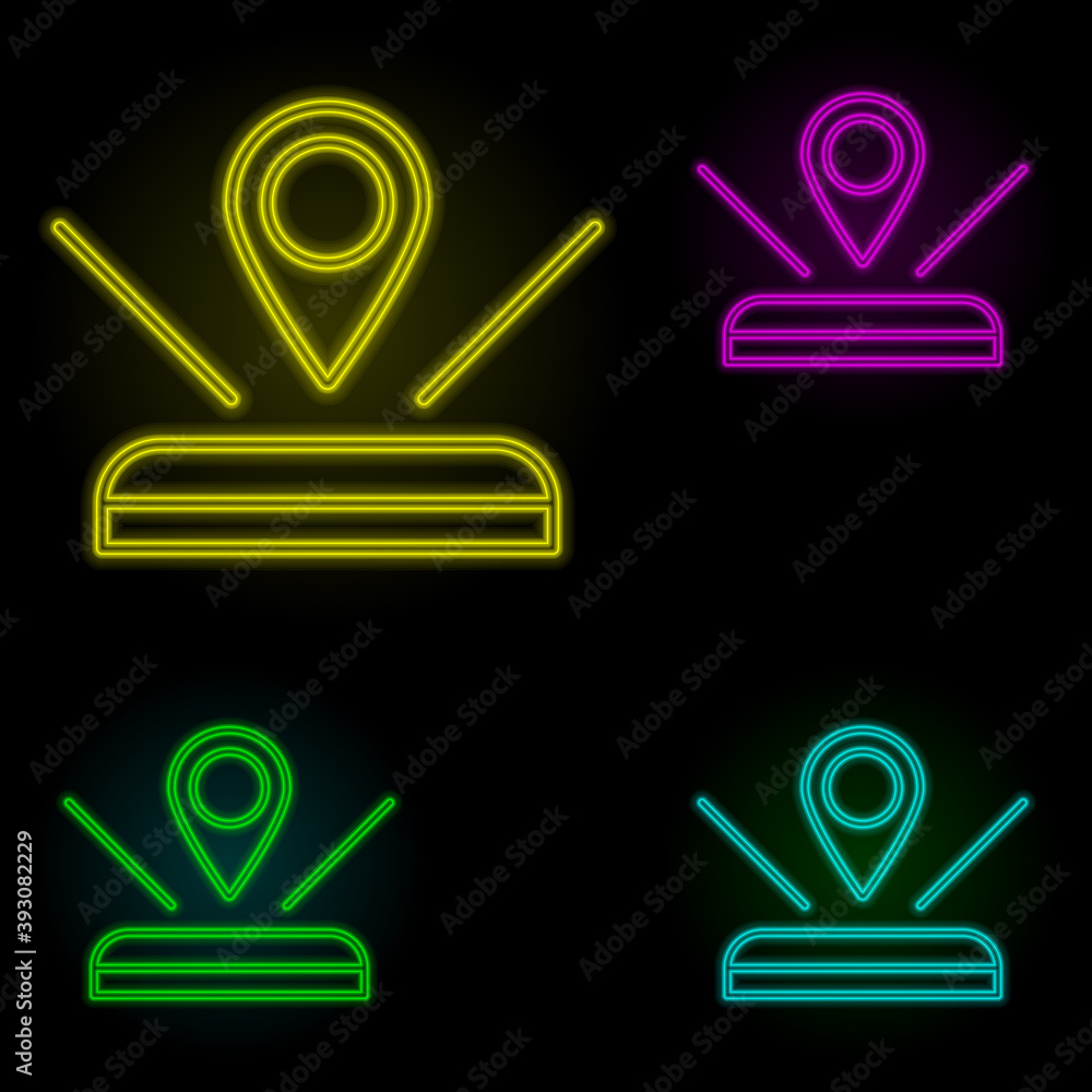 Poster augmented reality, location, hologram neon color set icon. simple thin line, outline vector of augme