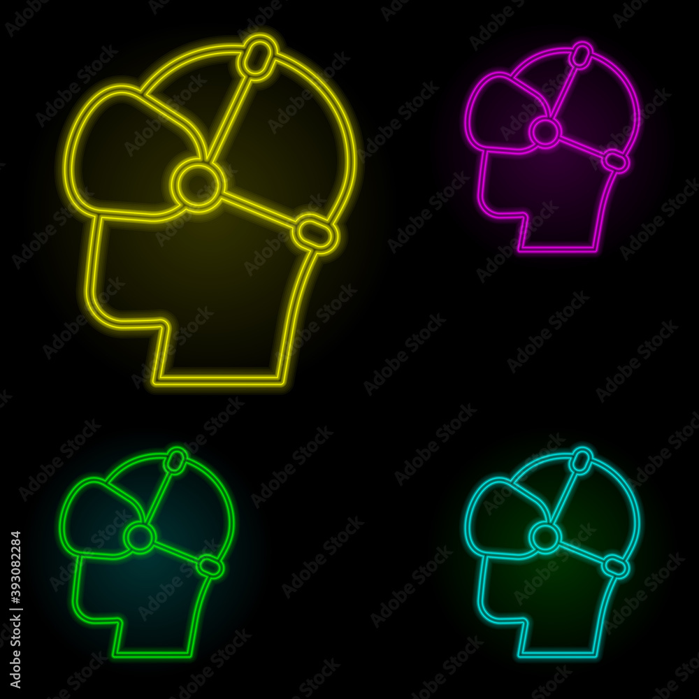 Poster augmented reality, vr, man neon color set icon. simple thin line, outline vector of augmented realit
