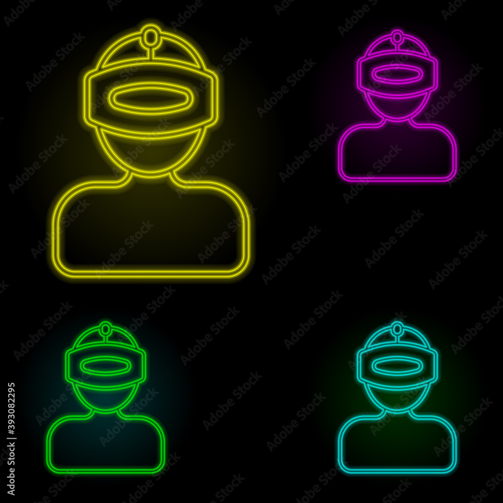 Poster augmented reality, vr, man neon color set icon. simple thin line, outline vector of augmented realit