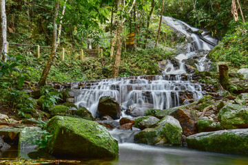 Fototapeta na wymiar Mae Kampong waterfall in Chiang Mai