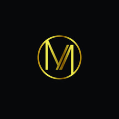 Creative Professional Trendy and Minimal Letter M Logo Design in Black and Gold Color, Initial Based Alphabet Icon Logo in Editable Vector Format
