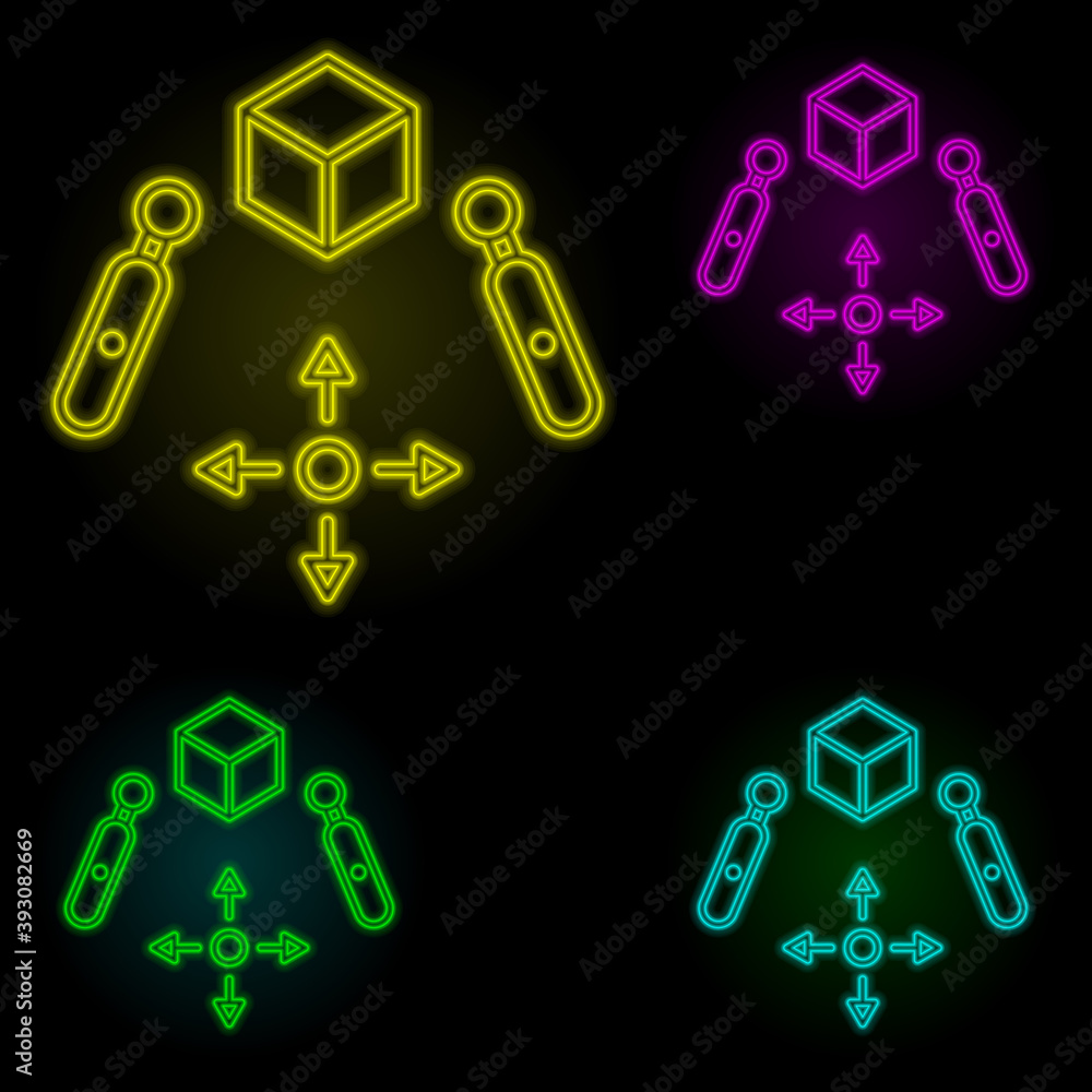 Aufkleber augmented reality, vr control gamepad neon color set icon. simple thin line, outline vector of augme