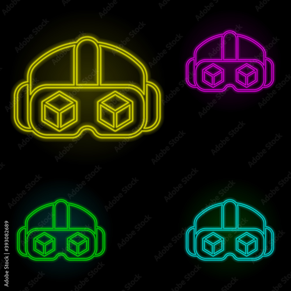 Poster augmented reality, vr glasses neon color set icon. simple thin line, outline vector of augmented rea