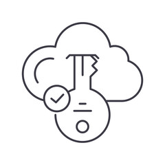 Cloud access icon, linear isolated illustration, thin line vector, web design sign, outline concept symbol with editable stroke on white background.