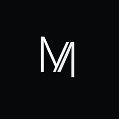 Creative Professional Trendy and Minimal Letter M Logo Design in Black and White Color, Initial Based Alphabet Icon Logo in Editable Vector Format
