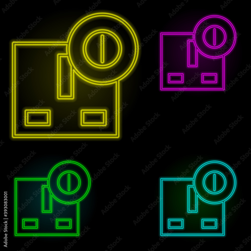 Poster electrical outlet neon color set icon. simple thin line, outline vector of automation icons for ui a