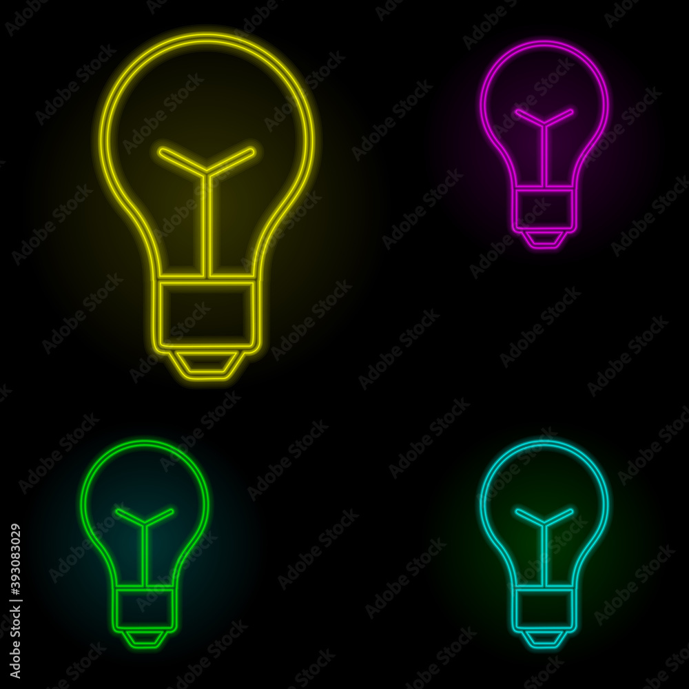 Poster bulb neon color set icon. simple thin line, outline vector of automation icons for ui and ux, websit