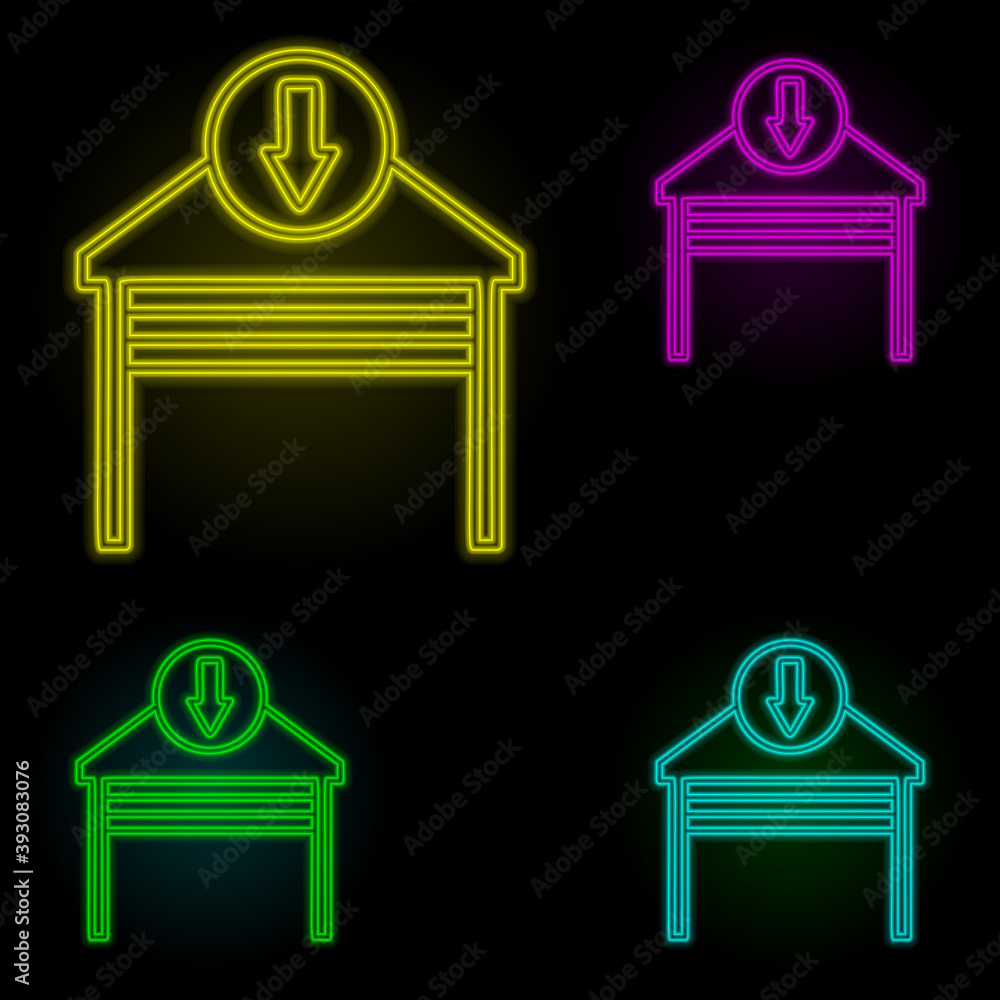 Poster closing garage sign neon color set icon. simple thin line, outline vector of automation icons for ui