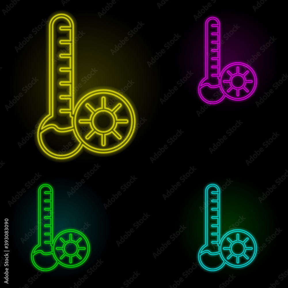 Poster hot weather sign neon color set icon. simple thin line, outline vector of automation icons for ui an