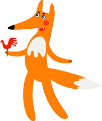 The joyful Fox with a red candy cock from caramel