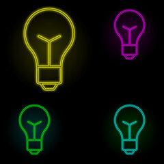 bulb neon color set icon. Simple thin line, outline vector of automation icons for ui and ux, website or mobile application