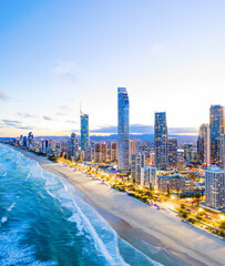 Surfers Paradise skyline at sunse
