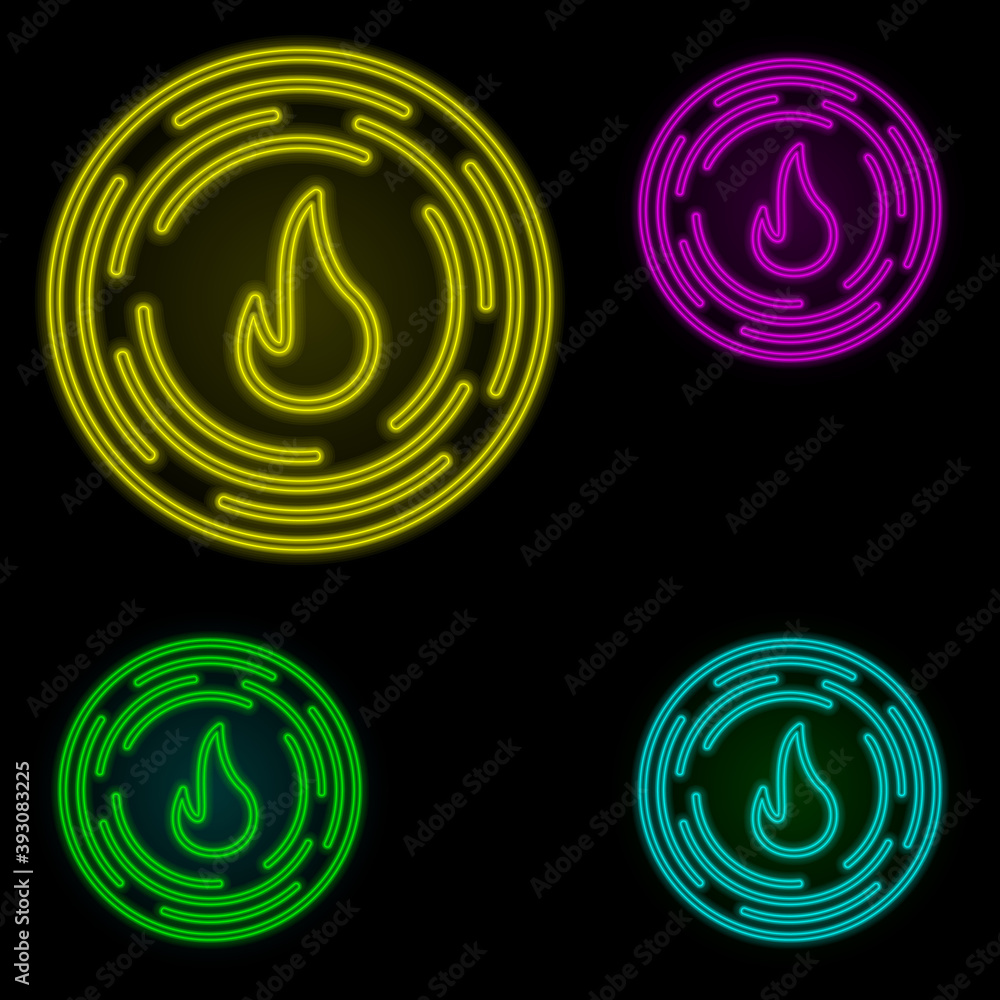 Poster sign of fire neon color set icon. simple thin line, outline vector of automation icons for ui and ux