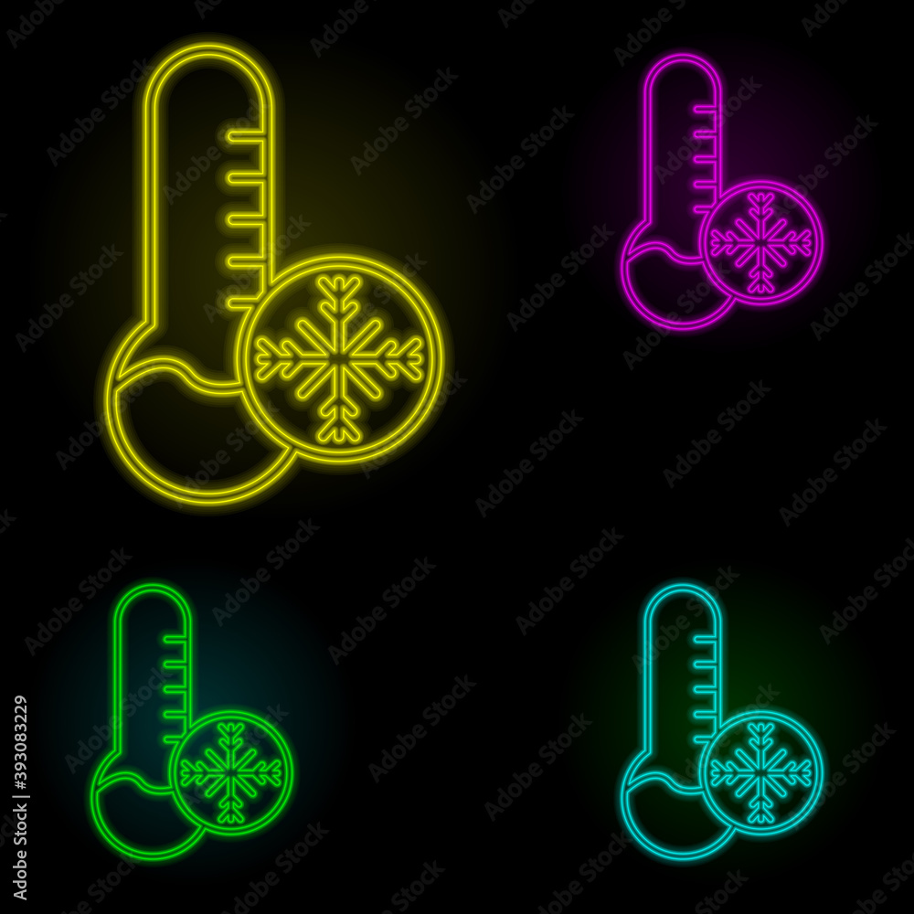 Poster frost sign neon color set icon. simple thin line, outline vector of automation icons for ui and ux, 