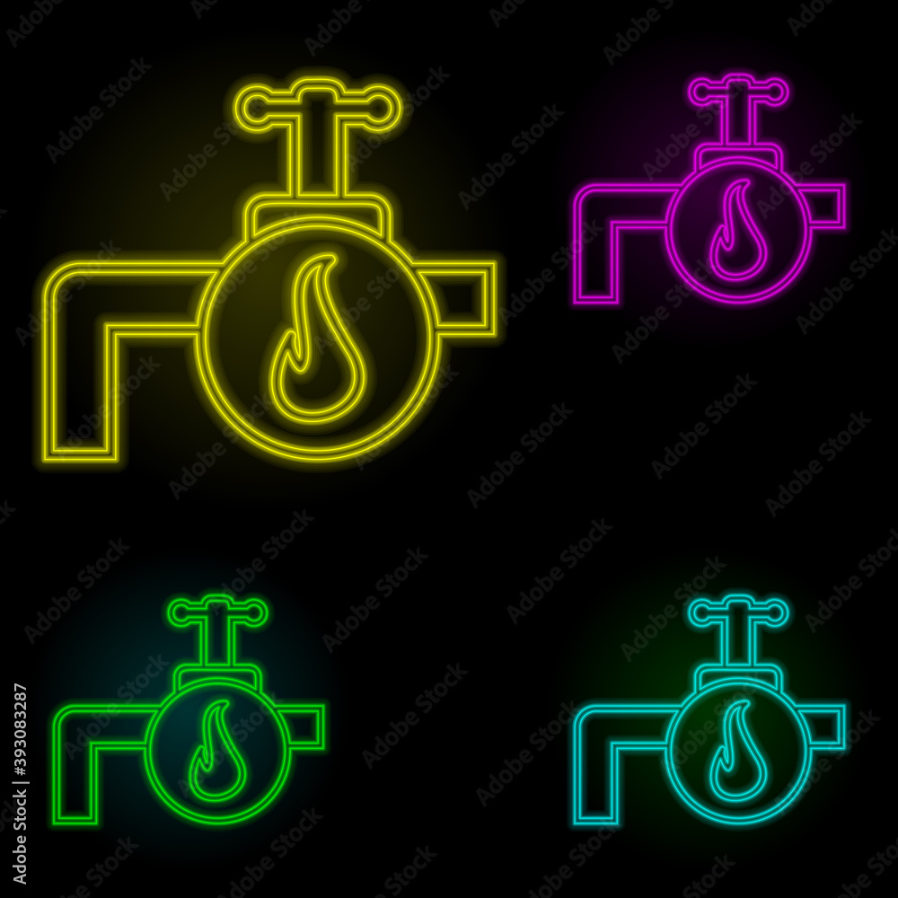 Poster hot water sign neon color set icon. simple thin line, outline vector of automation icons for ui and 