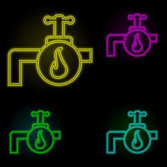 hot water sign neon color set icon. Simple thin line, outline vector of automation icons for ui and ux, website or mobile application