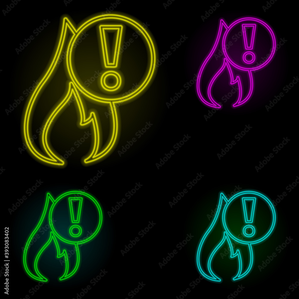 Aufkleber exclamation mark neon color set icon. simple thin line, outline vector of automation icons for ui an