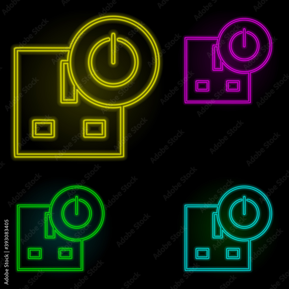 Aufkleber sign on the socket neon color set icon. simple thin line, outline vector of automation icons for ui 