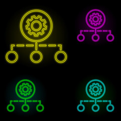 structure adjustment neon color set icon. Simple thin line, outline vector of automation icons for ui and ux, website or mobile application