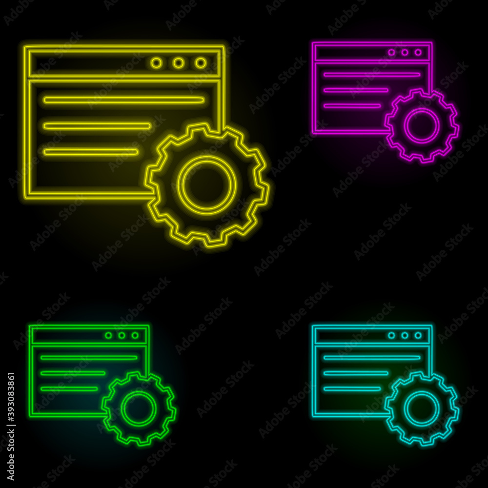 Aufkleber browser setup neon color set icon. simple thin line, outline vector of automation icons for ui and u