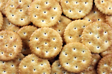 Background of round cookies with holes
