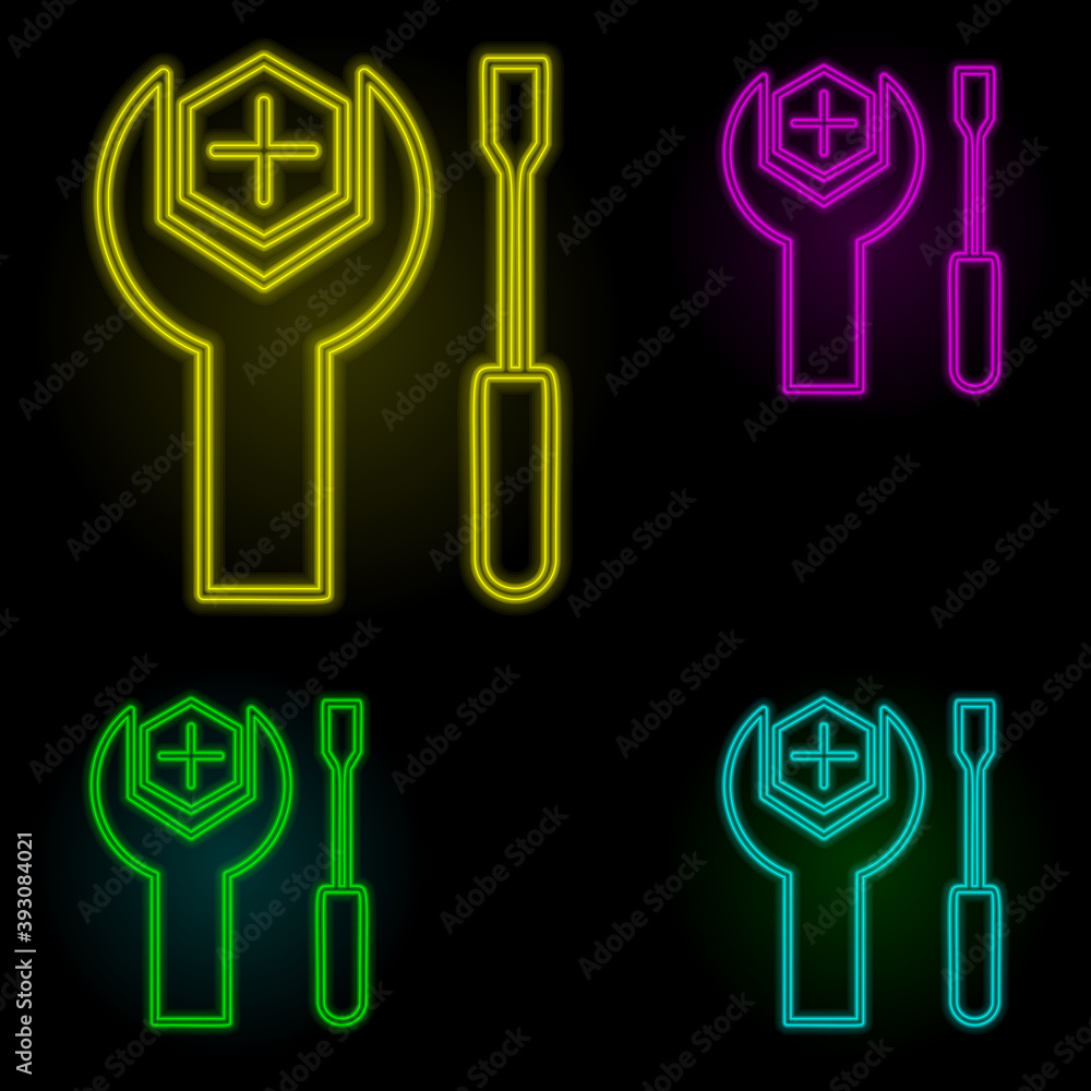 Aufkleber tool mark neon color set icon. simple thin line, outline vector of automation icons for ui and ux, w