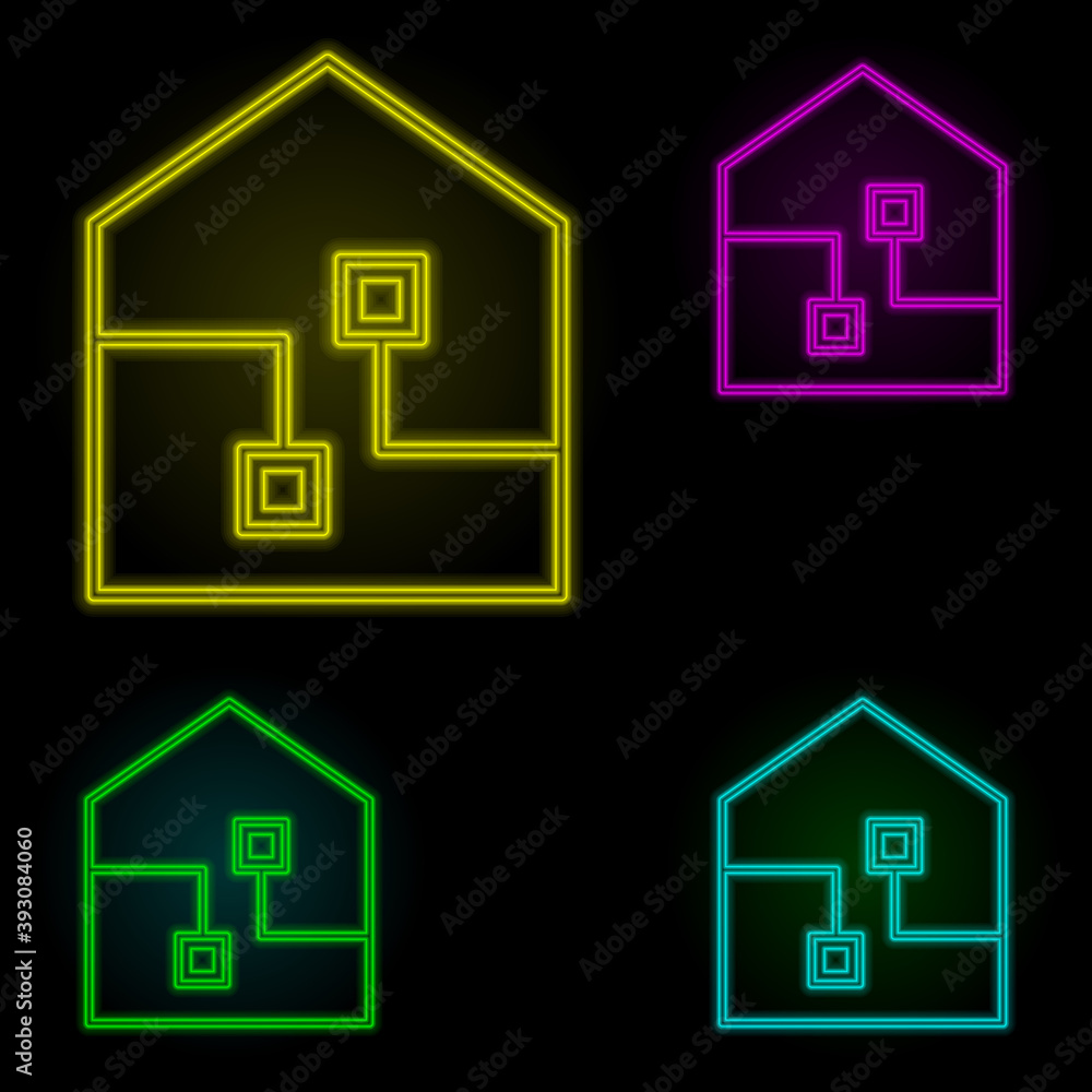 Poster smart house neon color set icon. simple thin line, outline vector of automation icons for ui and ux,