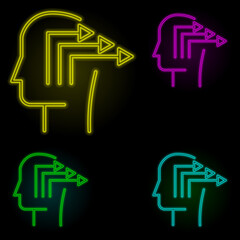 head, arrow icon neon color set icon. Simple thin line, outline vector of business icons for ui and ux, website or mobile application