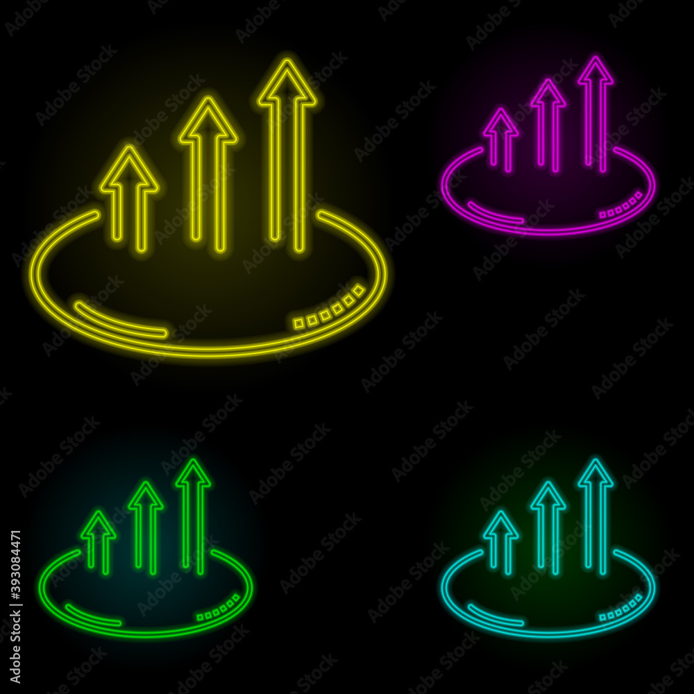 Poster arrow, circle, breaking limits icon neon color set icon. simple thin line, outline vector of busines