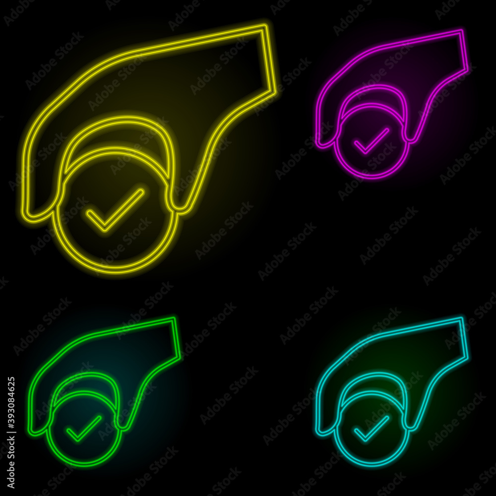 Aufkleber hand, check, solution provider icon neon color set icon. simple thin line, outline vector of busines