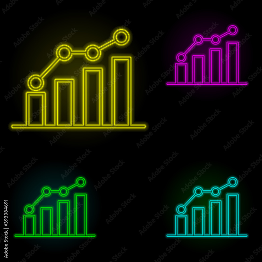 Poster chart, analytics, growth icon neon color set icon. simple thin line, outline vector of business icon