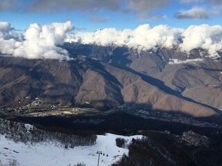 clouds in the mountains