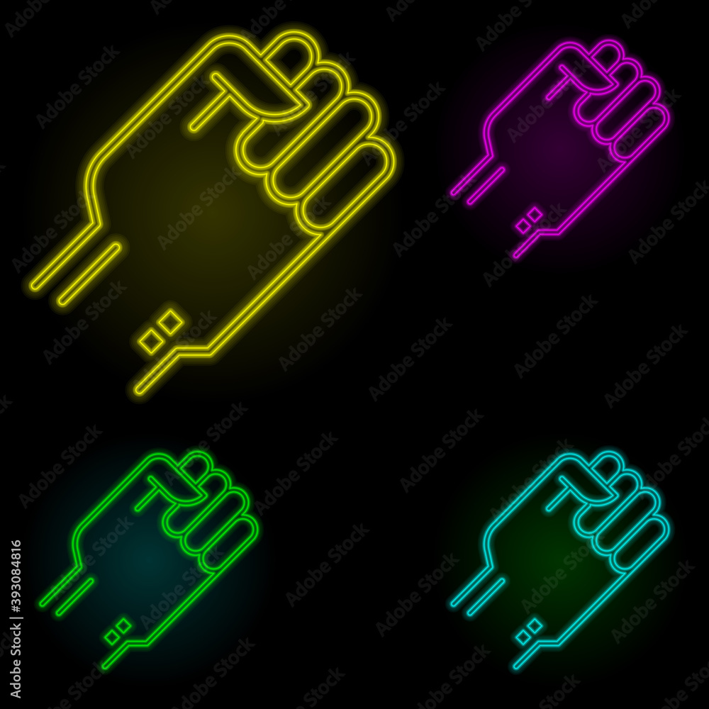 Poster hand, fist icon neon color set icon. simple thin line, outline vector of business icons for ui and u