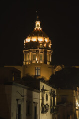 Historic town of San Miguel de Allende, La Concepcion church (Las Monjas) at night, Province of Guanajuato, Mexico